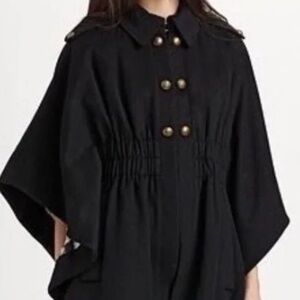 Juicy Couture Black Wool Camper Military Cape Sz M NWT
